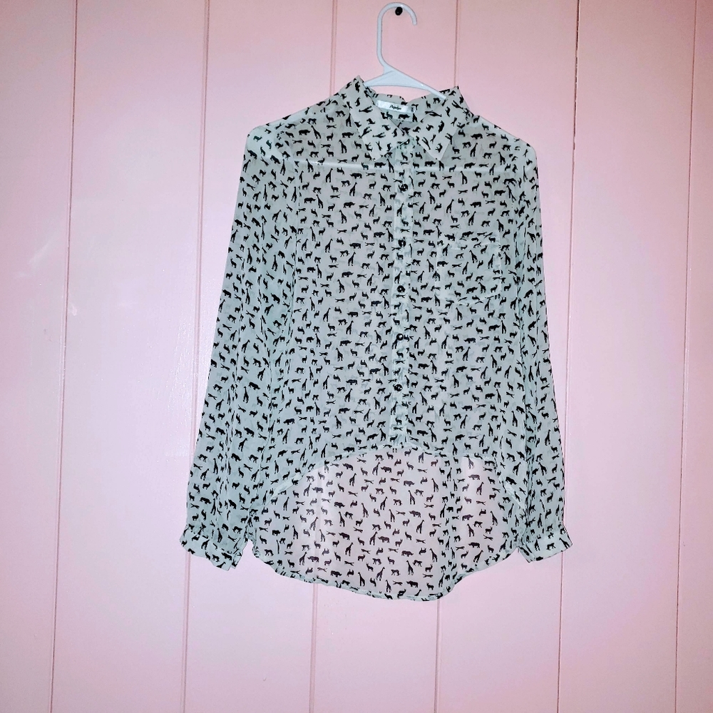 Papaya Girls: Animal print button up blouse